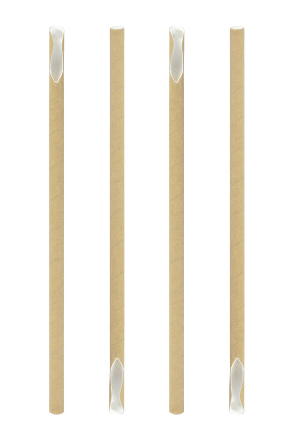 Trinkhalme aus Papier mit Löffel, dick, braun natur, Ø8mm, 21cm, 50 Stk.