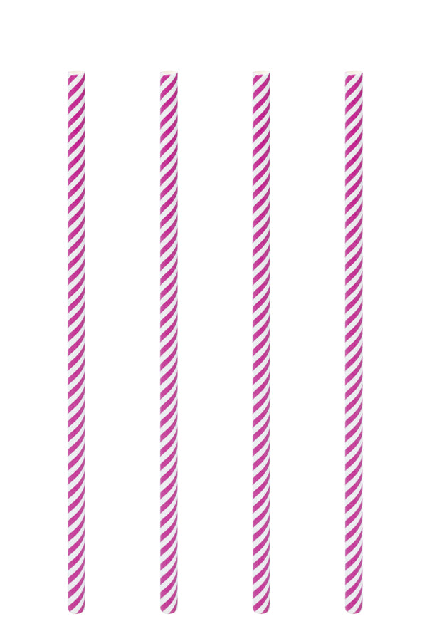 Trinkhalme aus Papier, pink gestreift, Ø6mm, 21cm, 100 Stk.