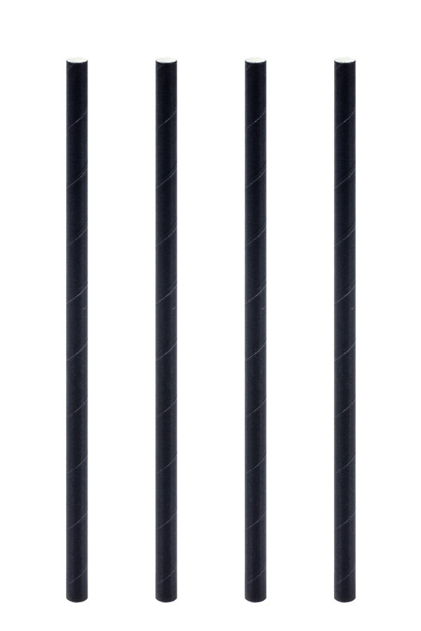Trinkhalme aus Papier, schwarz, Ø6mm, 15cm, 150 Stk.
