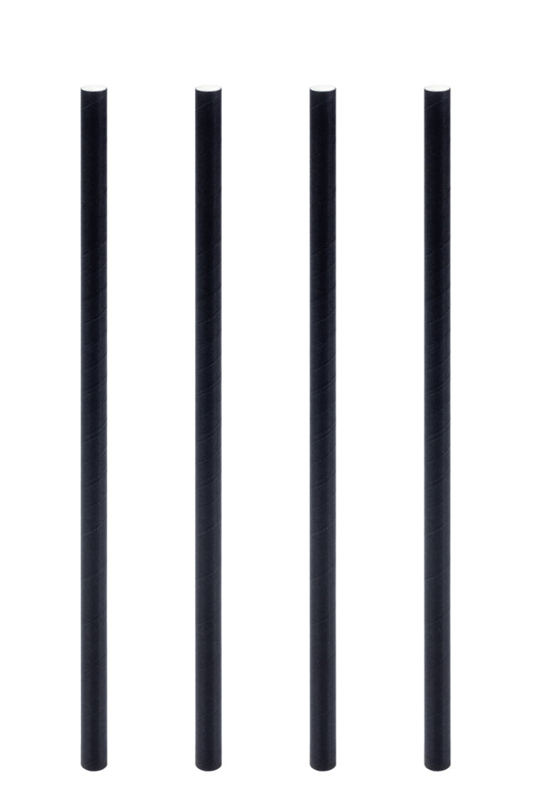 Trinkhalme aus Papier, schwarz, Ø6mm, 21cm, 100 Stk.