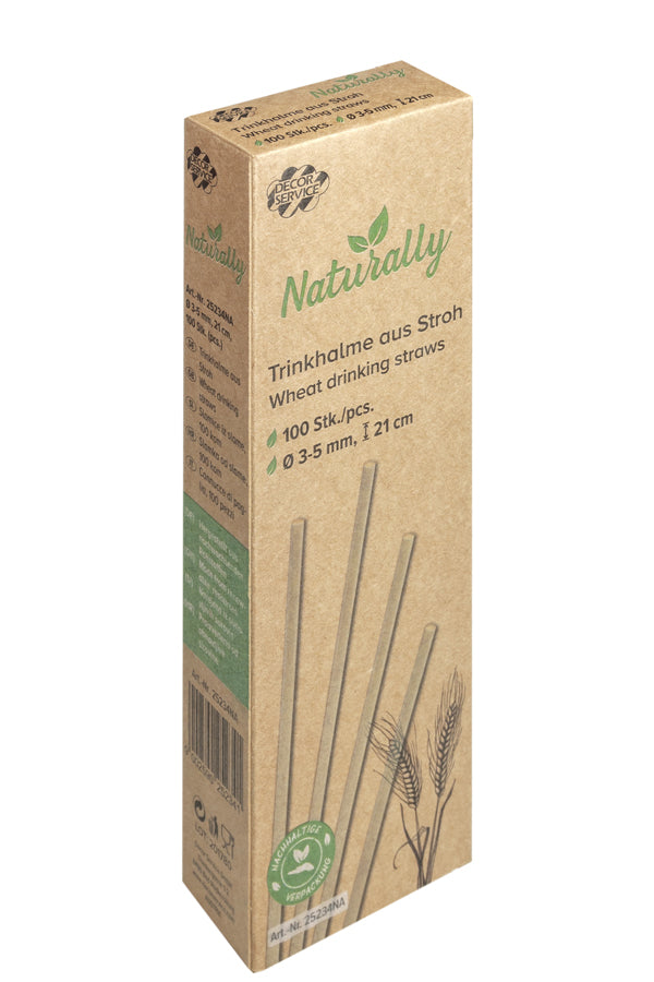 Trinkhalme aus Stroh, Ø3-5mm, 21cm, 100 Stk.