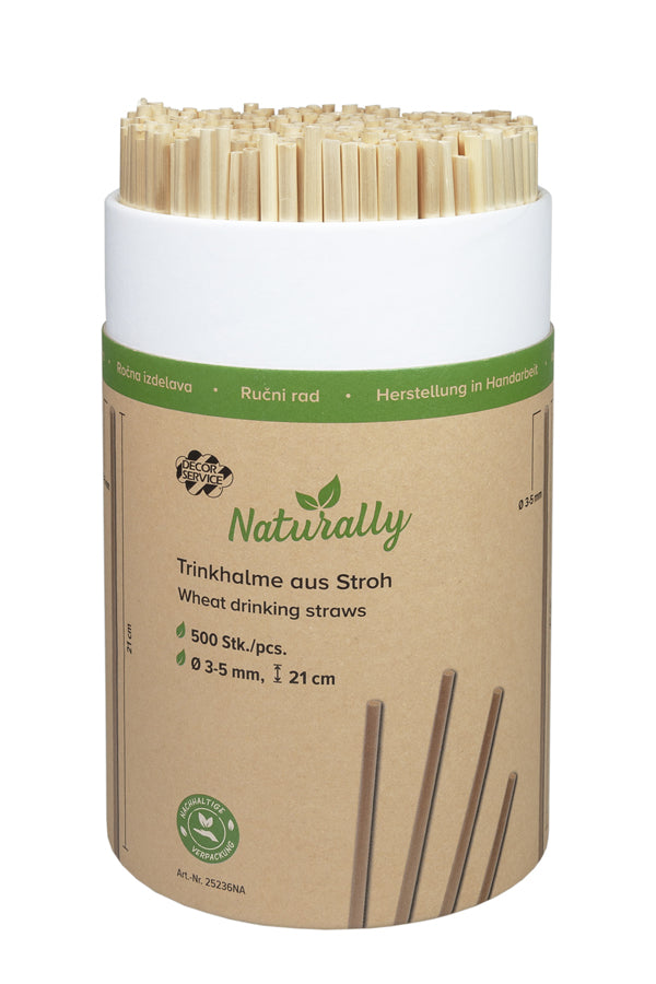 Trinkhalme aus Stroh, Ø3-5mm, 21cm, 500 Stk.