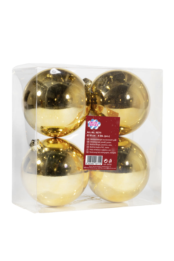 Weihnachtskugeln, aus Kunststoff, gold, Ø10cm, 4 Stk_2