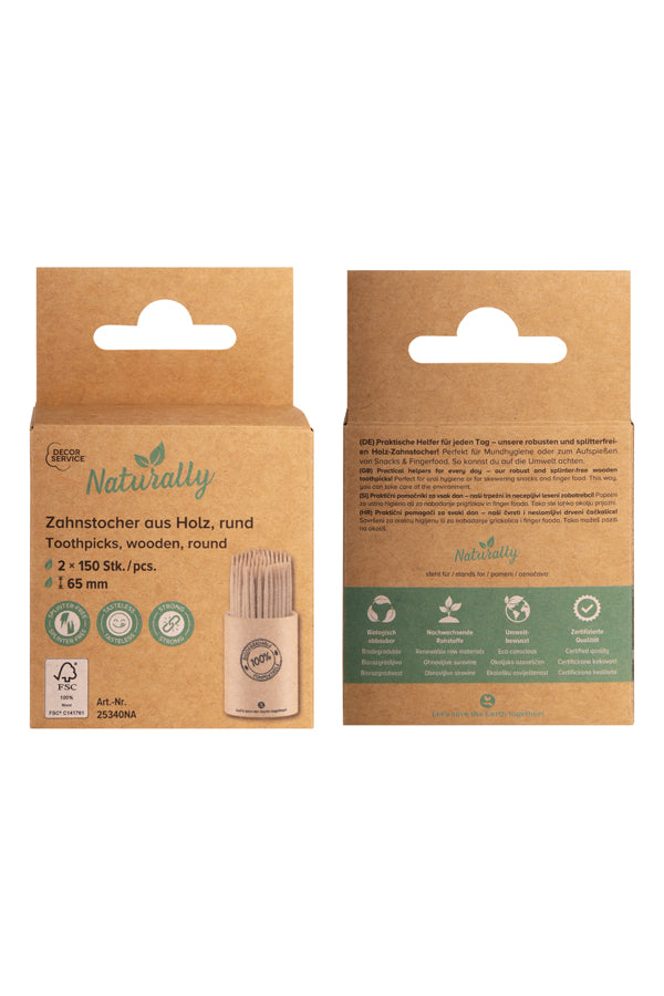 Zahnstocher aus Holz, rund, 2 Tuben á 150 Stk, Ø2mm, 65mm, 300 Stk_3