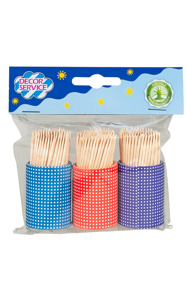 Zahnstocher aus Holz, rund, 3 Tuben á 150 Stk., Ø2mm, 65mm, 450 Stk.