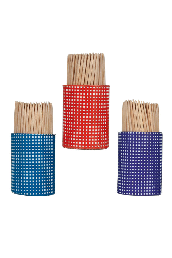 Zahnstocher aus Holz, rund, 3 Tuben á 150 Stk., Ø2mm, 65mm, 450 Stk.