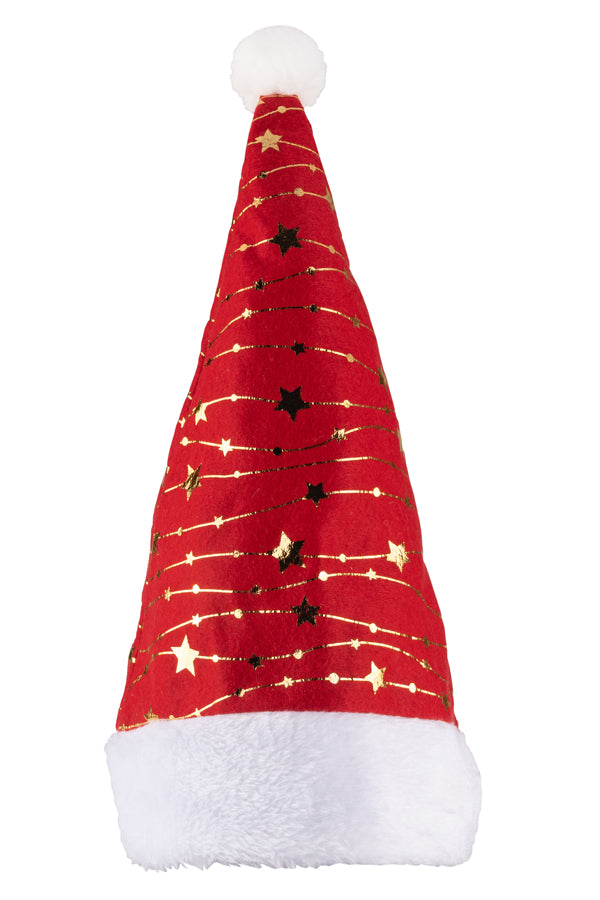 Weihnachtsmütze, Polyester, rot/gold, 42cm, 1 Stk