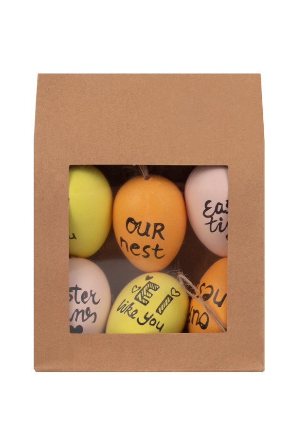 Ostereier "Statement", Kunststoff, gelb/orange/lachs, 6 cm, 6 Stk