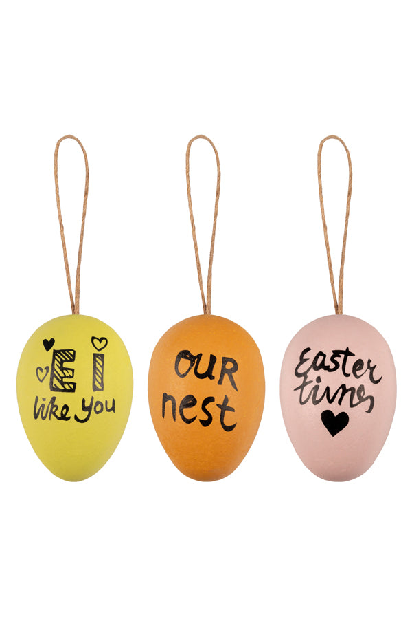 Ostereier "Statement", Kunststoff, gelb/orange/lachs, 6 cm, 6 Stk_1