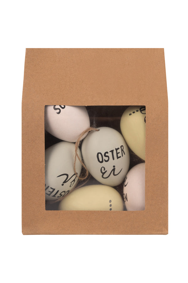 Ostereier "Statement", Kunststoff, weiß/creme/mint, 6 cm, 6 Stk