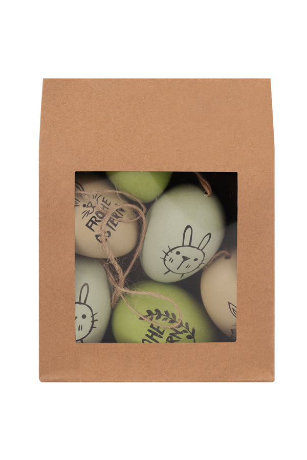 Ostereier "Statement", Kunststoff, sand/grün/mint, 6 cm, 6 Stk