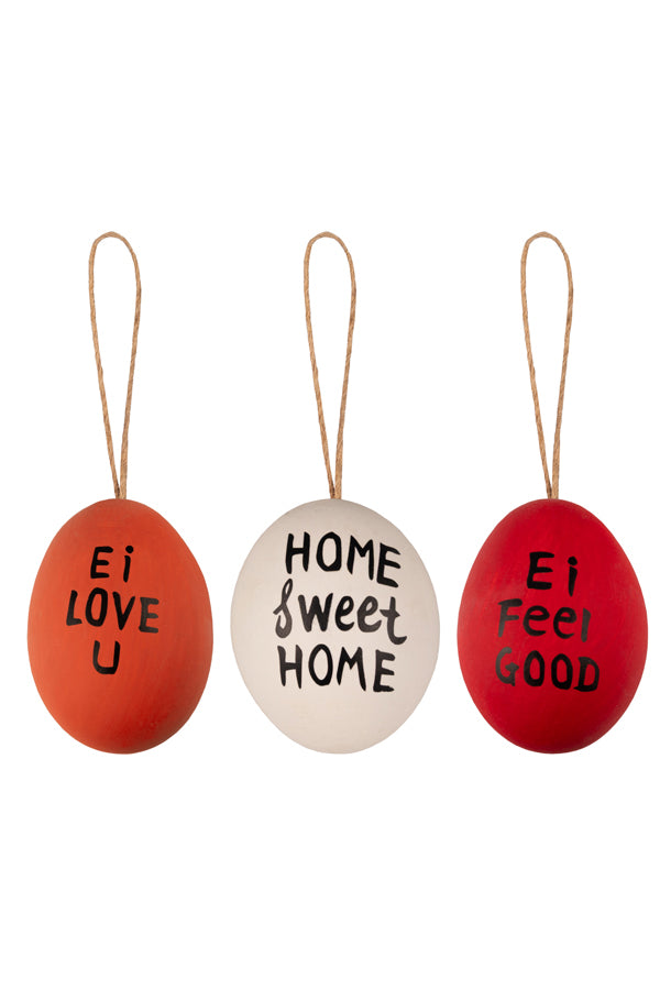 Ostereier "Statement", Naturecht, rot/weiß/rot, 6 cm, 6 Stk_1