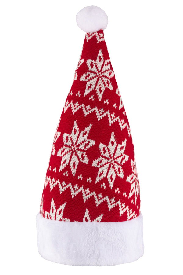 Weihnachtsmütze, Polyester, rot/weiß gestrickt, 42cm, 1 Stk