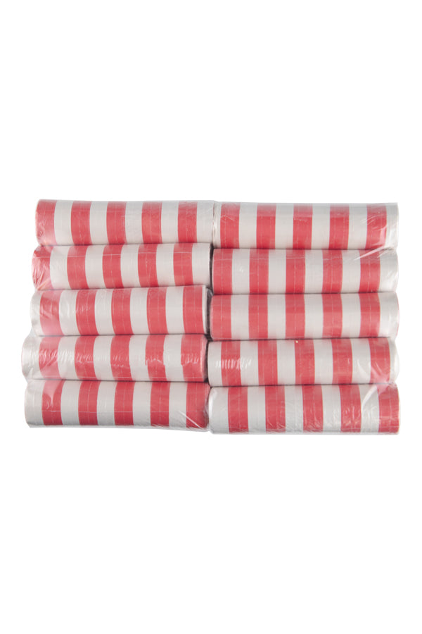 Luftschlangen aus Papier, rot/weiß, schwer entflammbar, 4m, 10 Rollen