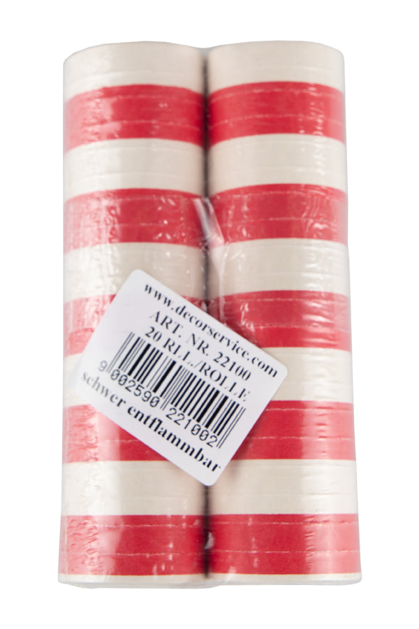 Luftschlangen aus Papier, rot/weiß, schwer entflammbar, 4m, 2 Rollen