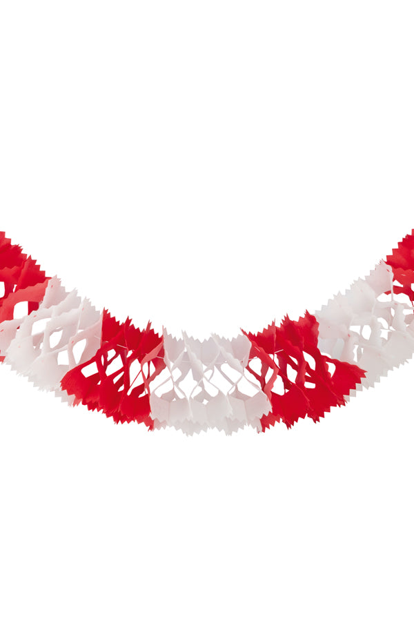 Girlande aus Papier, rot/weiss, schwer entflammbar, Ø14.5cm, 10m, 1 Stk.