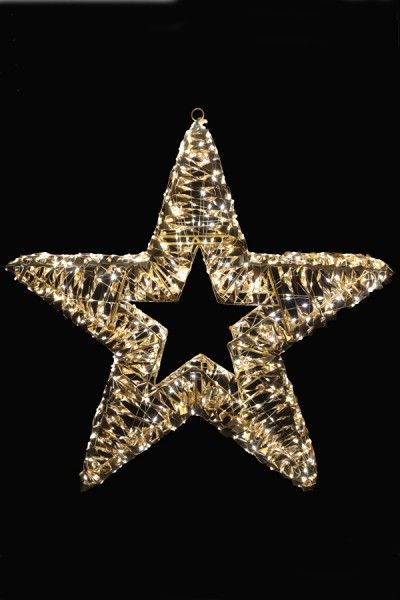 Stern, aus Metall/PET gold, mit LED, warmweiß, Ø60cm, 1 Stk.
