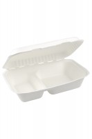 Preview: Menüboxen 2-geteilt aus Bagasse, naturweiß, 25x16cm, 25Stk. Preview: Menüboxen 2-geteilt aus Bagasse, naturweiß, 25x16cm, 25Stk.