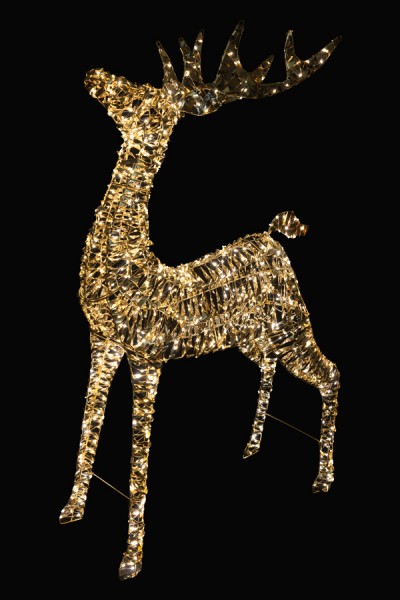 Rentier, aus Metall/PET gold, mit LED, warmweiß, 120cm, 1 Stk.