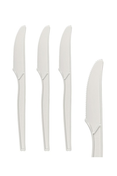 BIO Messer "Prestige" aus CPLA, wiederverwendbar, weiß, 18.1cm, 50 Stk.