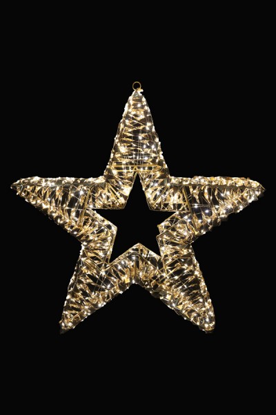 Stern, aus Metall/PET gold, mit LED, warmweiß, Ø38cm, 1 Stk.