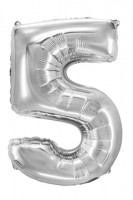 Folienballon "Zahl 5", silber, ca. 84cm, 1 Stk.