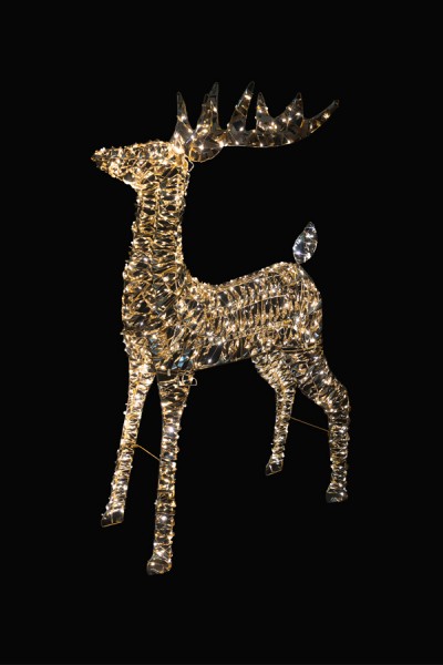 Rentier, aus Metall/PET gold, mit LED, warmweiß, 80cm, 1 Stk.