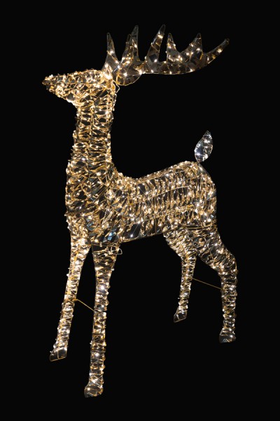 Rentier, aus Metall/PET gold, mit LED, warmweiß, 100cm, 1 Stk.