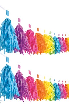 Tassel-Girlande "Farbenspiel" aus Papier, schwer entflammbar, 3m