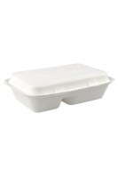 Preview: Menüboxen 2-geteilt aus Bagasse, naturweiß, 25x16cm, 25Stk. Preview: Menüboxen 2-geteilt aus Bagasse, naturweiß, 25x16cm, 25Stk.