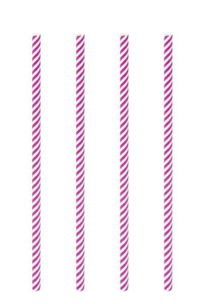 Trinkhalme aus Papier, pink/weiß, Ø6mm, 21cm, 100 Stk.
