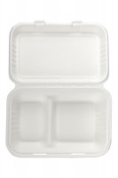 Preview: Menüboxen 2-geteilt aus Bagasse, naturweiß, 25x16cm, 25Stk. Preview: Menüboxen 2-geteilt aus Bagasse, naturweiß, 25x16cm, 25Stk.