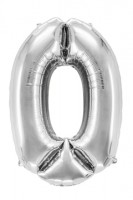 Folienballon "Zahl 0", silber, ca. 76cm, 1 Stk.