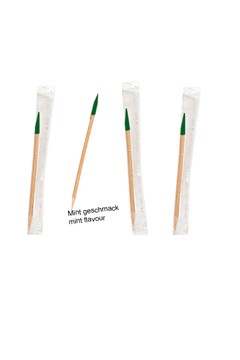 Zahnstocher "Mintpunkt" aus Holz, rund, in Cellophan gehüllt, Ø2mm, 65mm, 1000 Stk.