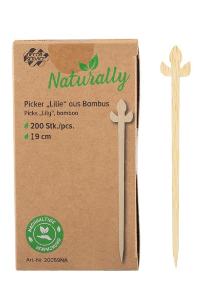Picker "Lilie" aus Bambus, 9cm, 200 Stk.