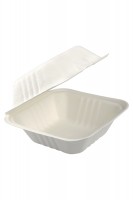 Burger-Boxen aus Bagasse, naturweiß, 15x15cm, 25Stk. Burger-Boxen aus Bagasse, naturweiß, 15x15cm, 25Stk.