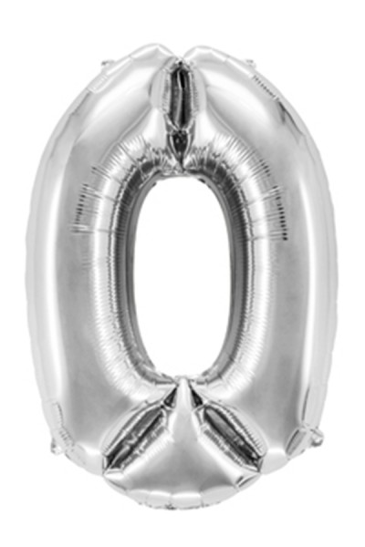 Folienballon "Zahl 0", silber, ca. 76cm, 1 Stk.
