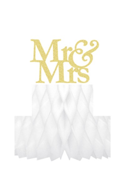 Wabenball "Mr & Mrs" aus Papier, schwer entflammbar, 24cm, 1 Stk.