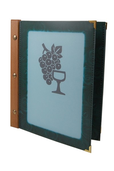 Folienkarte (PP) grün, mit Holzrücken, 6 Seiten, A5, 1 Stk.