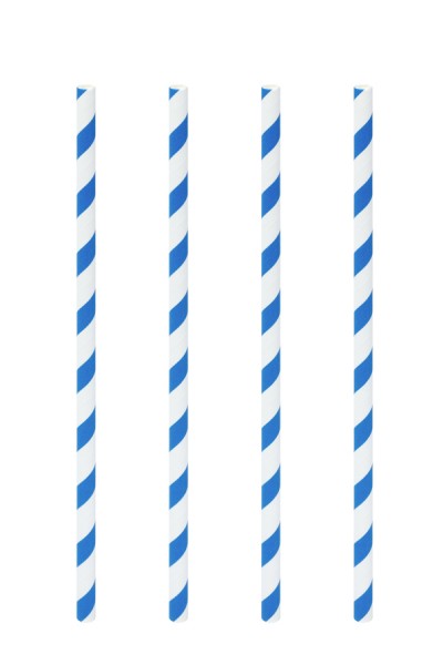 Trinkhalme aus Papier, blau/weiß, Ø6mm, 21cm, 100 Stk.