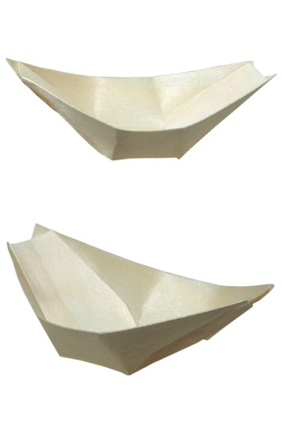 Fingerfood Schalen "Schiffchen" aus Holz, 8cm, 50 Stk.