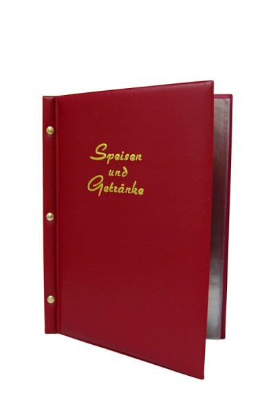 Speisekarte (PVC) "Speisen und Getränke" weinrot, 8 Seiten, A4, 1 Stk.